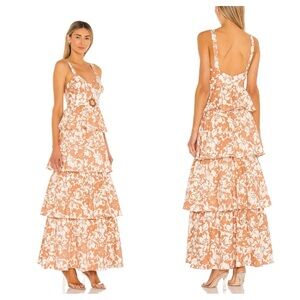 Lovers + Friends Peach and White Tiered Floral Maxi Dress Corey maxi dress